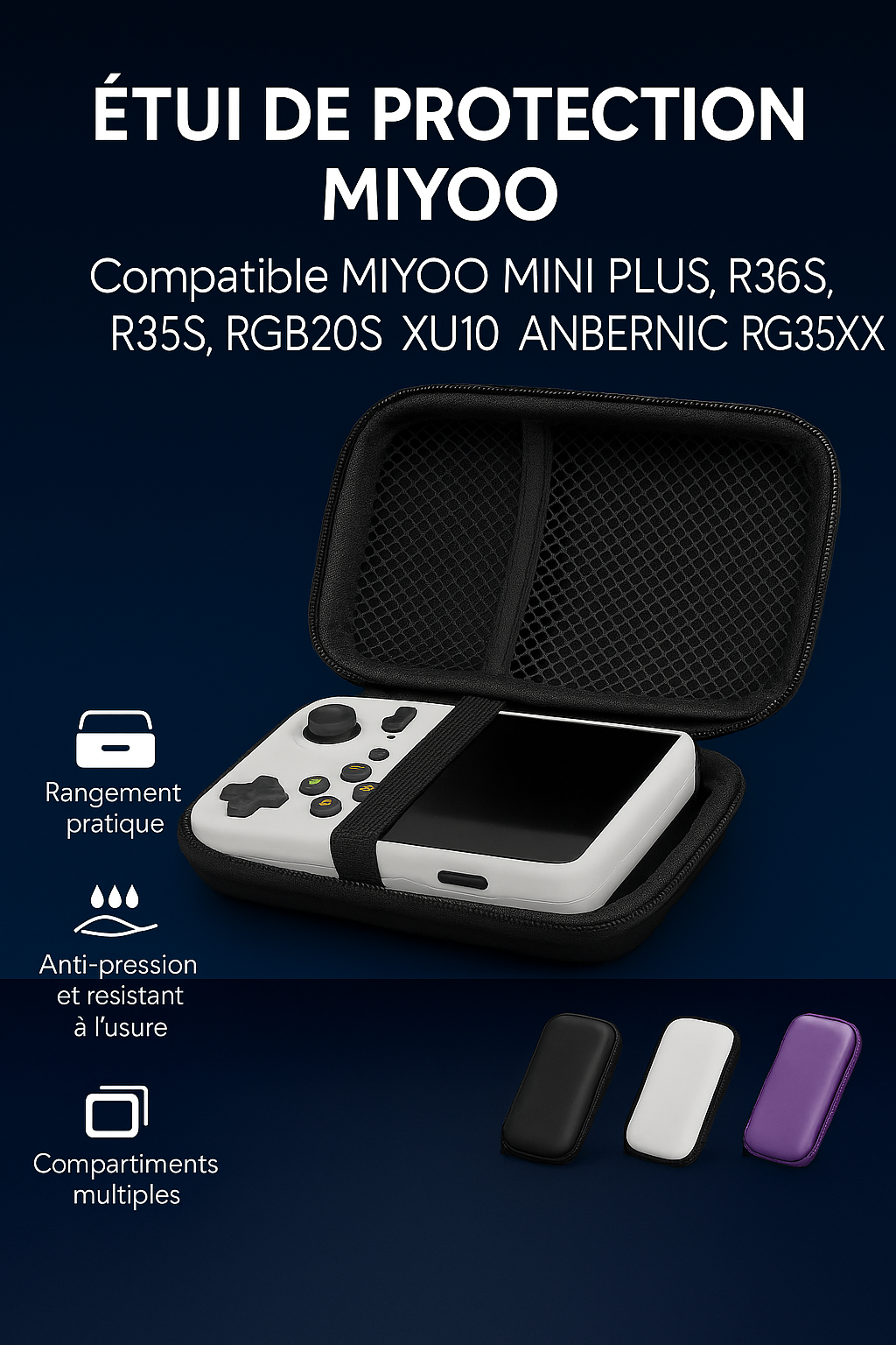 Étui de Protection EVA pour Console R36S | Compatible RG35XX, R35S & Miyoo Mini Plus | Sacoche Rétro Gaming  - Data Frog