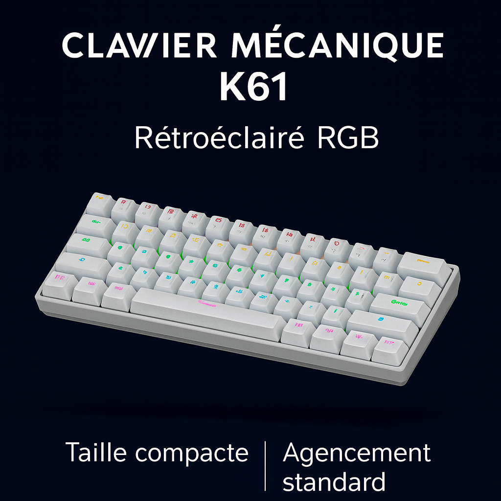 Clavier mécanique gaming – Puissance, vitesse et design RGB 60 % APAYADO K61