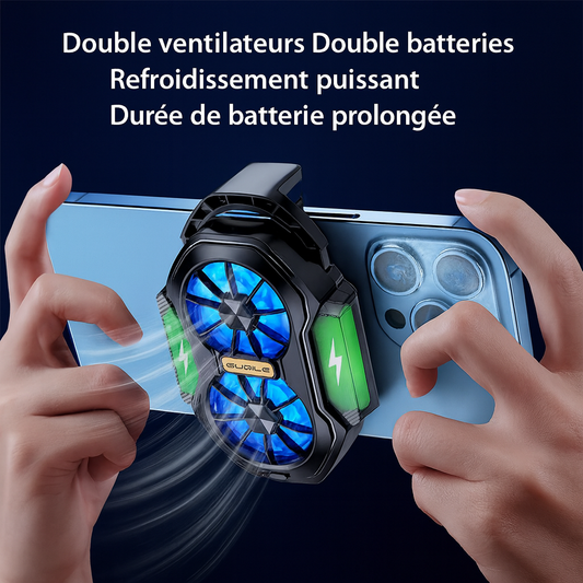 Double Ventilateur Rechargeable Ultra-Puissant pour Smartphone avec Clip & Bouton Gaming - FS01