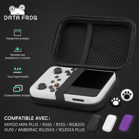 Étui de Protection EVA pour Console R36S | Compatible RG35XX, R35S & Miyoo Mini Plus | Sacoche Rétro Gaming  - Data Frog