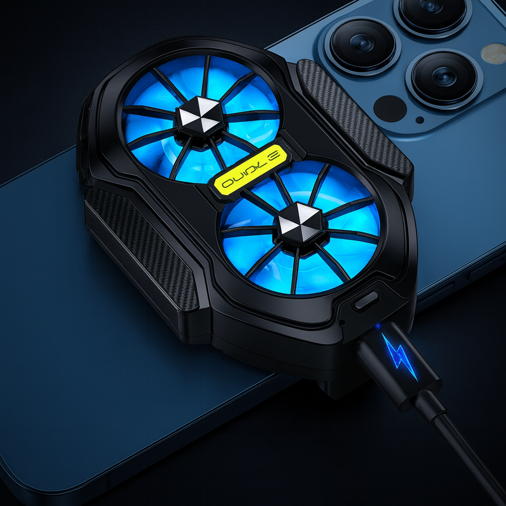 Double Ventilateur Rechargeable Ultra-Puissant pour Smartphone avec Clip & Bouton Gaming - FS01