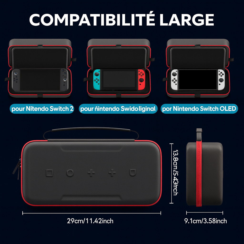 Grande Housse de Transport Étanche pour Nintendo Switch, Switch OLED & Switch 2 – Sacoche de Voyage Anti-Rayures